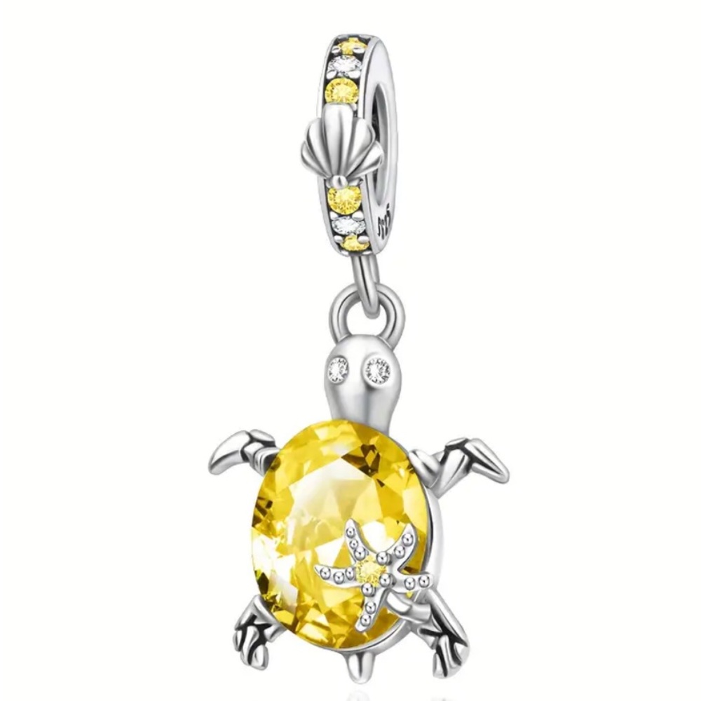 New S925 Yellow Turtle Crystal Pandora Style Charm